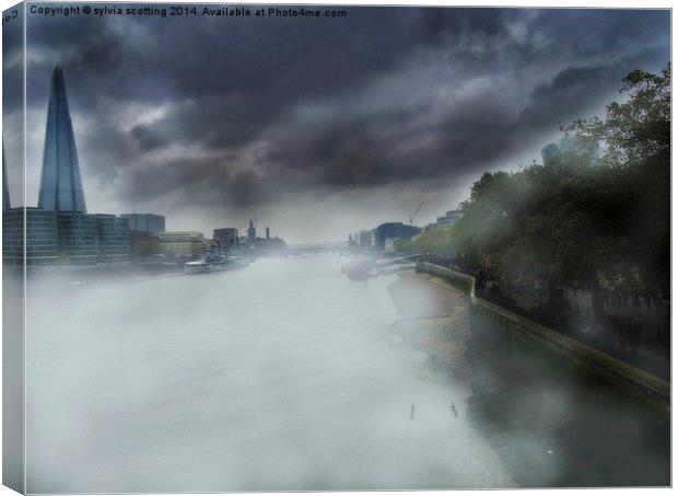  The Misty Old Thames Canvas Print by sylvia scotting
