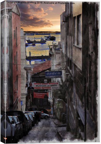  City Street Istanbul Canvas Print by sylvia scotting