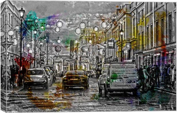  Greenwich in the rain Canvas Print by sylvia scotting