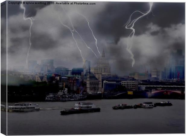  Storm over London Canvas Print by sylvia scotting
