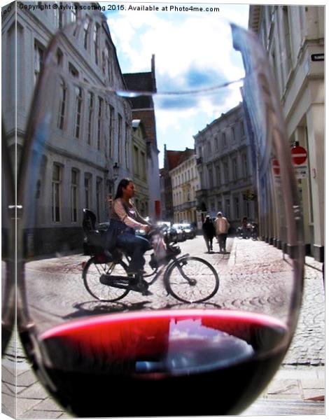  Through a glass of wine  Canvas Print by sylvia scotting