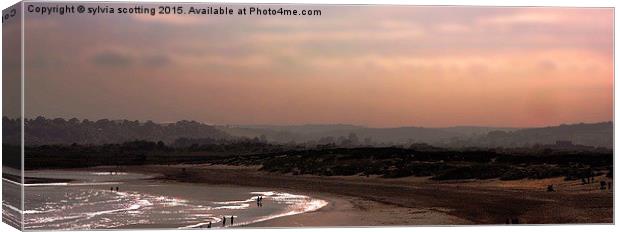  Sunset at Camber Sands Canvas Print by sylvia scotting