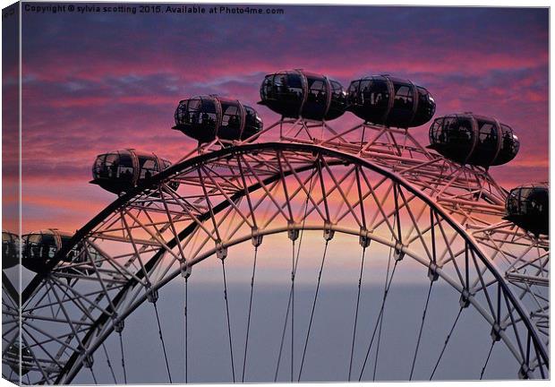  Sunset at the London Eye Canvas Print by sylvia scotting