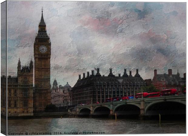     Westminster Bridge London                      Canvas Print by sylvia scotting