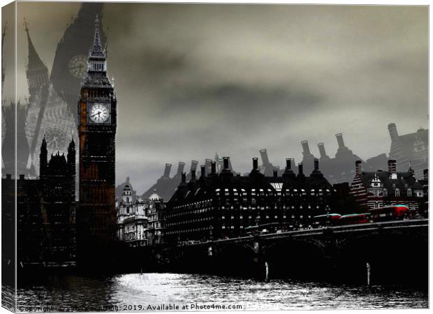 Big Ben and Westminster bridge                     Canvas Print by sylvia scotting