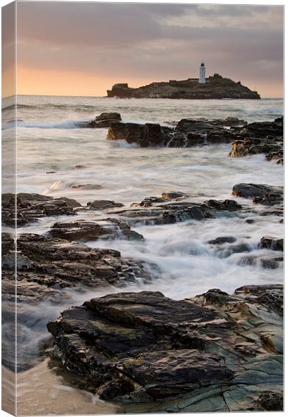 Godrevy lighthouse, Cornwall Canvas Print by David Stephens