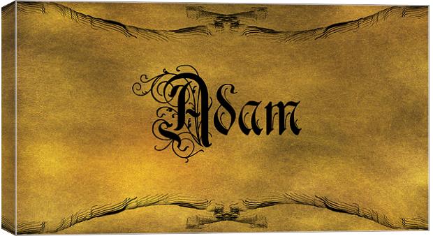 The Name Adam In Old Word Calligraphy Canvas Print by George Cuda