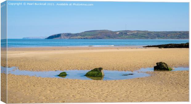  Tide Pool on Benllech Beach Anglesey Canvas Print by Pearl Bucknall