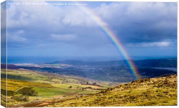 Rainbow Over Conwy Valley Landscape in Wales Canvas Print by Pearl Bucknall