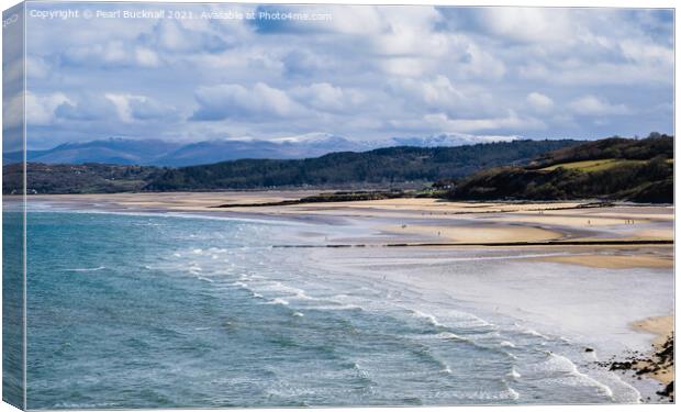 View Across Benllech Beach Anglesey Wales Canvas Print by Pearl Bucknall