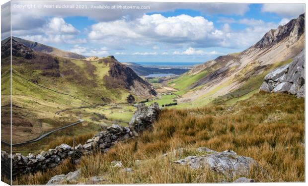 Stunning View Down Nantlle Valley Snowdonia Wales Canvas Print by Pearl Bucknall