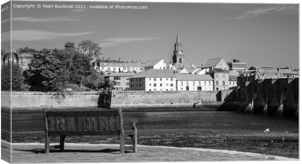 Berwick-upon-Tweed Northumberland in Black and Whi Canvas Print by Pearl Bucknall