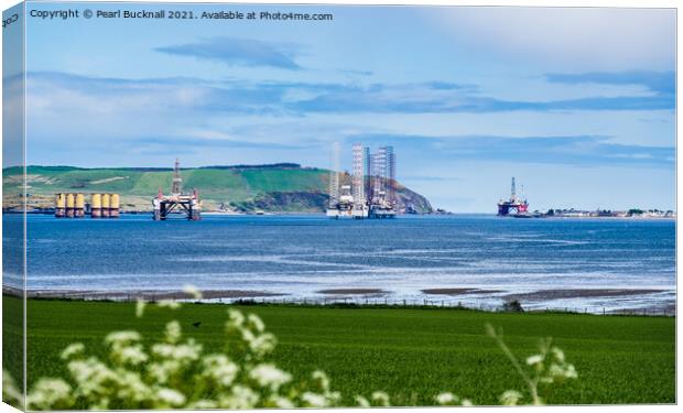 Cromarty Firth Oil Rigs Scotland Canvas Print by Pearl Bucknall