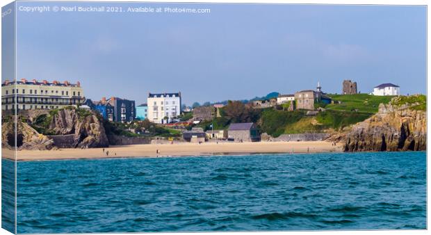 Castle Beach Tenby Pembrokeshire Wales Canvas Print by Pearl Bucknall