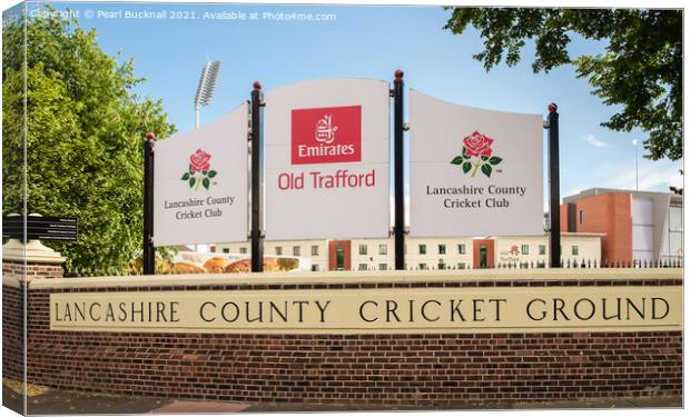 Old Trafford at Lancashire County Cricket Ground Canvas Print by Pearl Bucknall