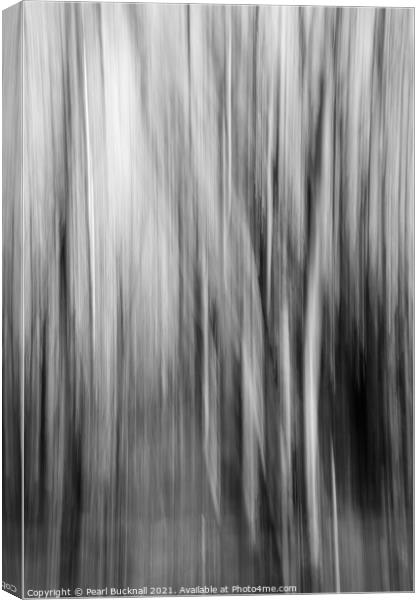 Blurred Tree Trunks Abstract Black and White Canvas Print by Pearl Bucknall