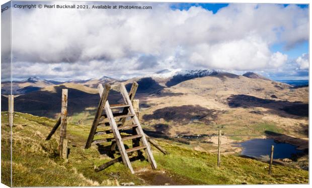 View to Snowdon from Nantlle Ridge Canvas Print by Pearl Bucknall