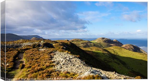 View West on Conwy Mountain on North Wales Coast Canvas Print by Pearl Bucknall