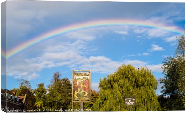 Rainbow over Chalfont St Giles Buckinghamshire Canvas Print by Pearl Bucknall