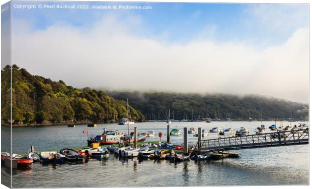 Mist Clearing Over Fowey River Cornwall Canvas Print by Pearl Bucknall