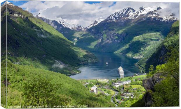 High View above Geiranger Fjord on Norway Coast Canvas Print by Pearl Bucknall