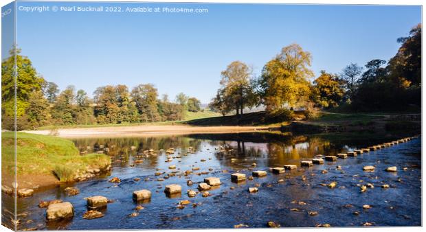 River Wharfe Stepping Stones Yorkshire Dales Canvas Print by Pearl Bucknall