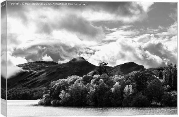 Cat Bells or Catbells Derwentwater Black and White Canvas Print by Pearl Bucknall