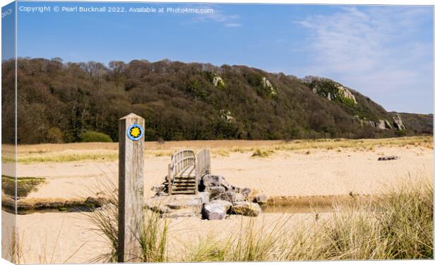 Wales Coast Path Oxwich Beach Gower Canvas Print by Pearl Bucknall