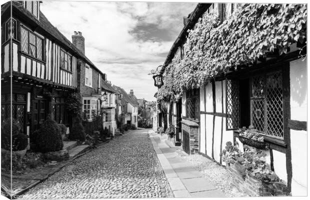 Mermaid Street Rye East Sussex Black and White Canvas Print by Pearl Bucknall