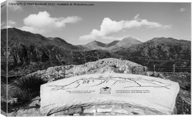 Snowdon Nant Gwynant Viewpoint in Snowdonia Mono Canvas Print by Pearl Bucknall