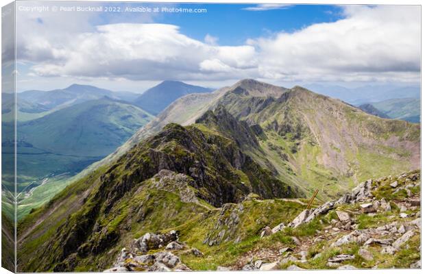 Aonach Eagach Ridge Mountains Glen Coe Scotland Canvas Print by Pearl Bucknall