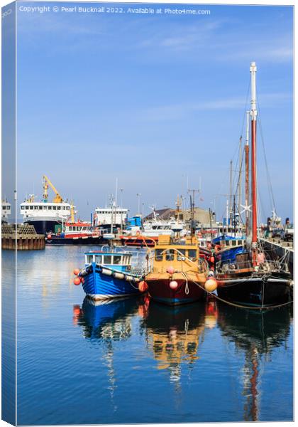 Kirkwall Harbour Reflections Orkney Isles Canvas Print by Pearl Bucknall