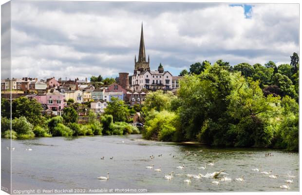 Ross on Wye River Scene Herefordshire Canvas Print by Pearl Bucknall