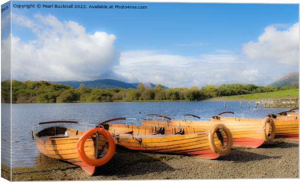 Derwentwater Boats Keswick Lake District Canvas Print by Pearl Bucknall