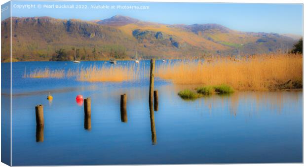 Tranquil Derwent Water in Lake District  Canvas Print by Pearl Bucknall