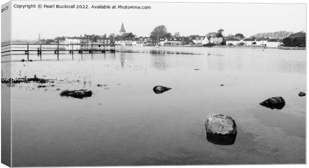 Bosham Across The Sea Black and White Canvas Print by Pearl Bucknall