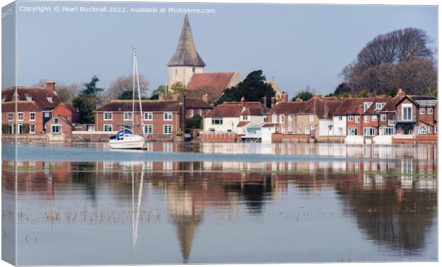 Bosham Reflected Chichester Harbour Sussex Coast Canvas Print by Pearl Bucknall