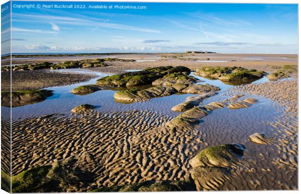 Rocks and Sand Hilbre Island in Dee Estuary Canvas Print by Pearl Bucknall