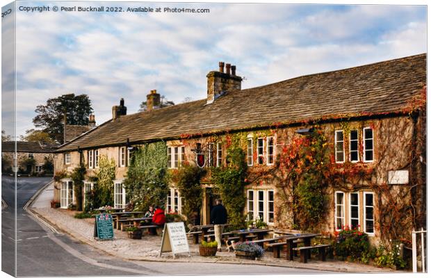 Red Lion Pub in Burnsall Yorkshire Dales Canvas Print by Pearl Bucknall