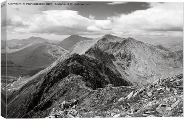 Aonach Eagach Glen Coe Scotland Black and White Canvas Print by Pearl Bucknall