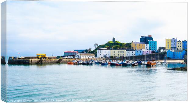 Colourful Tenby Harbour in Pembrokeshire Wales Pan Canvas Print by Pearl Bucknall