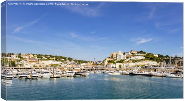 Torquay Harbour Devon Panoramic Canvas Print by Pearl Bucknall