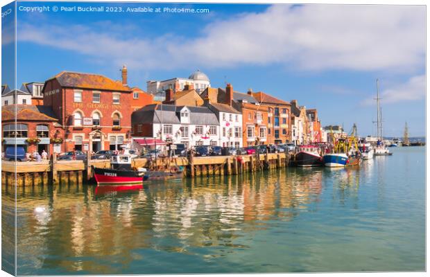 Colourful Weymouth Harbour Dorset Canvas Print by Pearl Bucknall