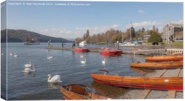Bowness on Windermere Lake District Pano Canvas Print by Pearl Bucknall