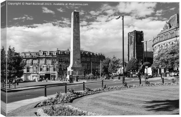 Harrogate Cenotaph Yorkshire Black and White Canvas Print by Pearl Bucknall