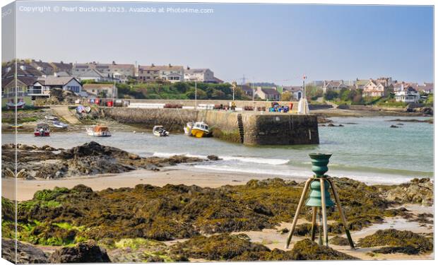 Cemaes Beach and Harbour Isle of Anglesey Wales Canvas Print by Pearl Bucknall