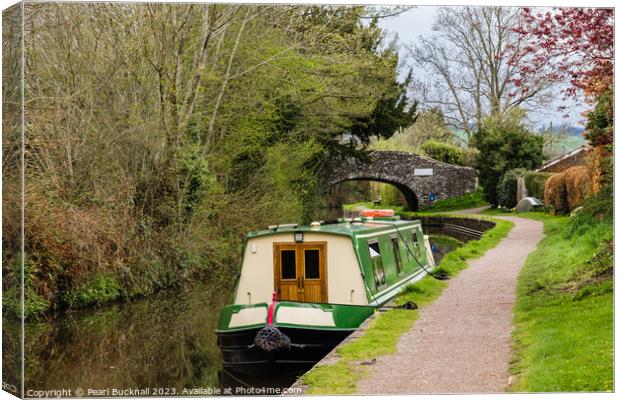 Monmouthshire and Brecon Canal Boat Canvas Print by Pearl Bucknall