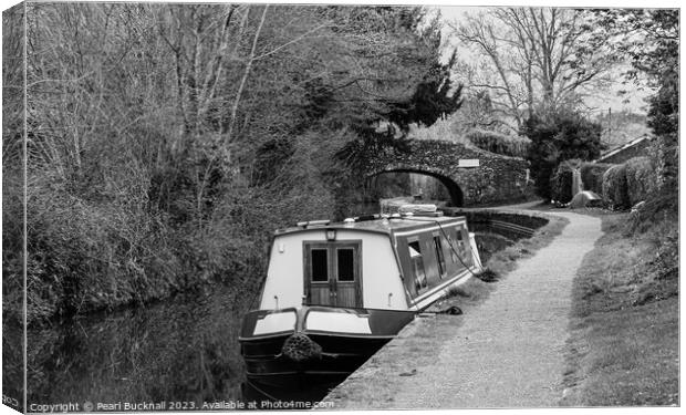 Monmouthshire and Brecon Canal Black and White Canvas Print by Pearl Bucknall