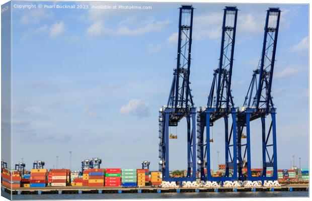 Port of Felixstowe Cranes and Containers Canvas Print by Pearl Bucknall