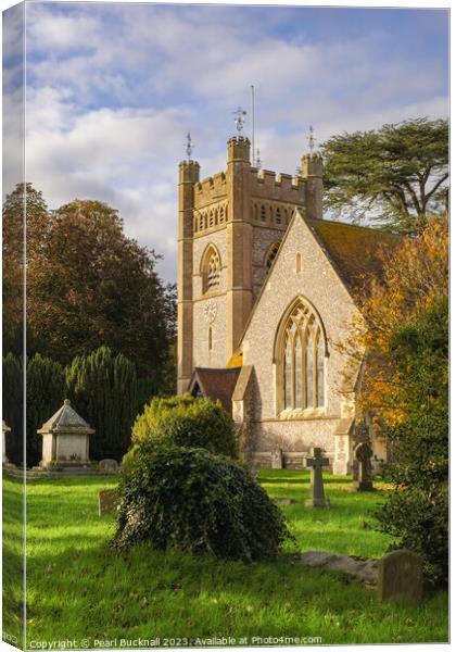 Hambleden Village Church Buckinghamshire England Canvas Print by Pearl Bucknall